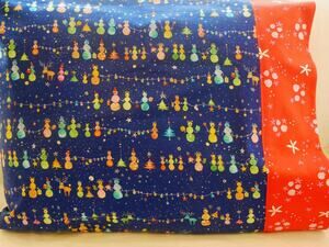 Handmade Snowmen Pillowcases, Winter Holiday Cotton Standard Size Set